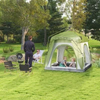Tenda da Campeggio 2 Posti Pop Up con Porta a Cerniera e 3 Finestre, 240x240x199 cm, Verde