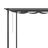 Gazebo Pergola 4x3m in Acciaio e Poliestere con Tettuccio Scorrevole, Grigio