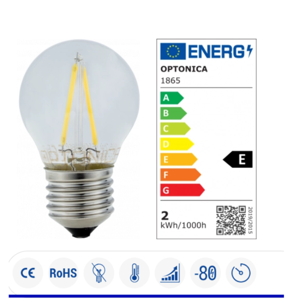 Optonica mini lampadina led attacco e27 g45 a filamento a led luce naturale