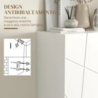 Scarpiera Moderna per 15-20 Paia di Scarpe, Ripiani Regolabili e Chiusura Ammortizzata, 72x31.5x95 cm, Bianco