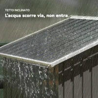 Casetta da Giardino con Doppia Porta Scorrevole, 4 Prese d'Aria e Sistema di Blocco, Grigio