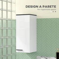 Armadietto Bagno da Parete con 3 Ripiani e Mensole Regolabili, 30x32x73 cm, Bianco