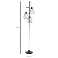 Lampada da Terra Vintage Industriale in Metallo Nero, Lampada a Piantana da Terra Moderna Ф35 x 170cm