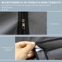 Guardaroba in Tessuto non Tessuto e Acciaio con 8 Ripiani e 2 Barre, 125x43x162.5 cm, Grigio Carbone