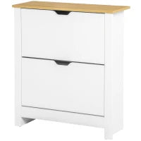 Mobile per Scarpe, Mensola Portascarpe, 2 Scomparti, 12 Paia di Scarpe, 72 cm x 26 cm x 80 cm, Bianco e Marrone