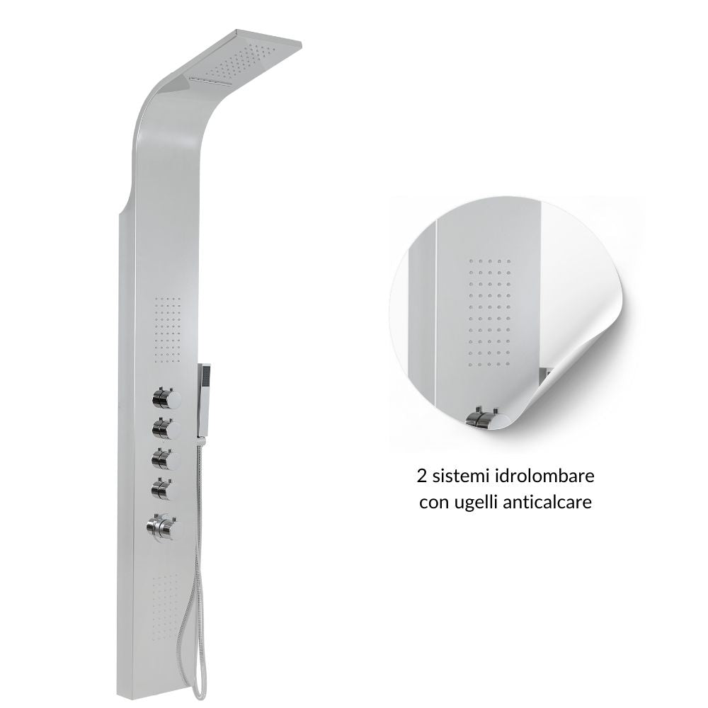 Colonna doccia termostatica siria 4 funzioni getto a cascata bocchette lombari *** finitura- cromo lucido, confezione 1