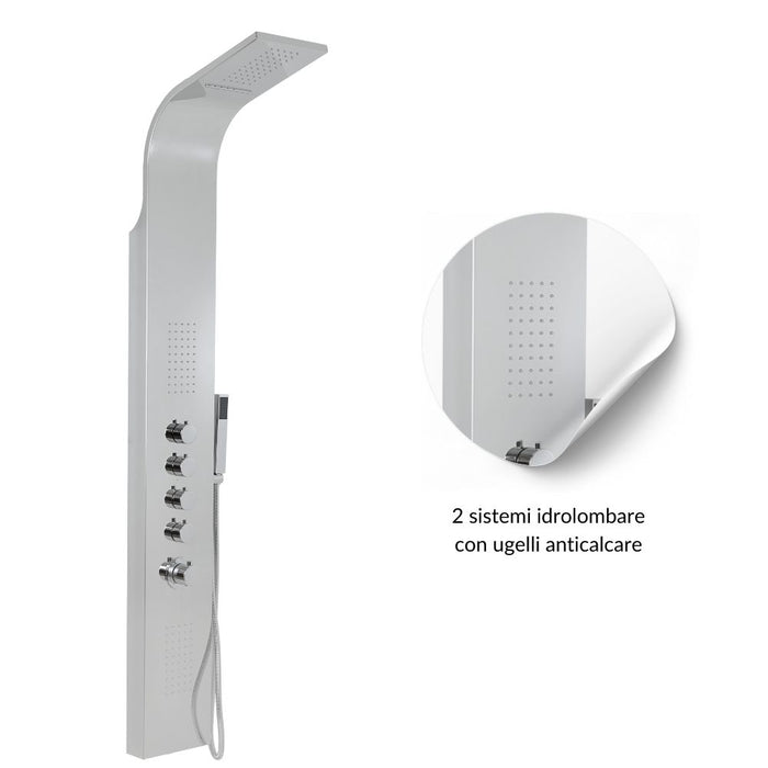 Colonna doccia termostatica siria 4 funzioni getto a cascata bocchette lombari *** finitura- cromo lucido, confezione 1