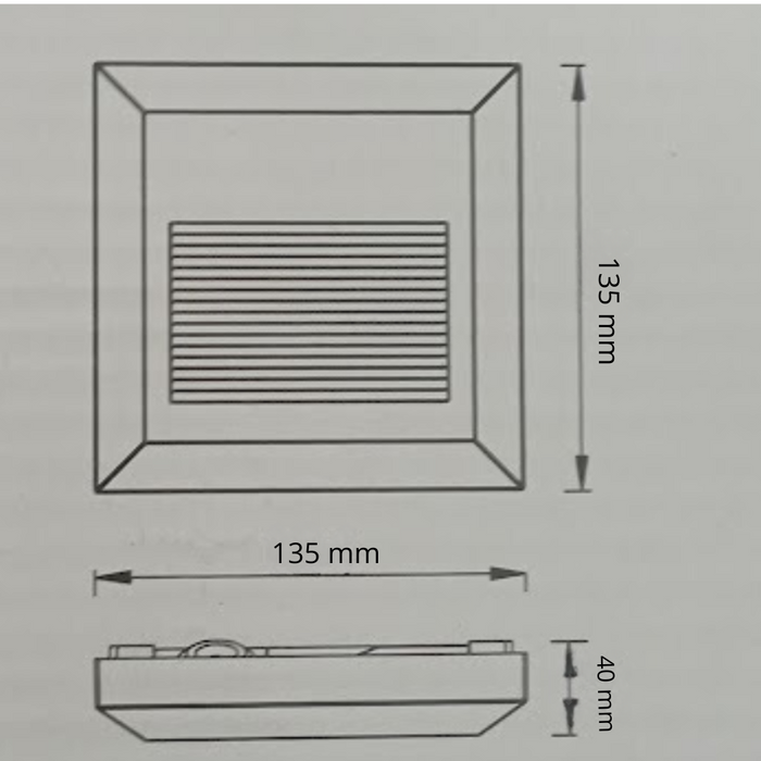 Proiettore led per scale quadrato corpo grigio ip65 2 watt luce neutra 4000k