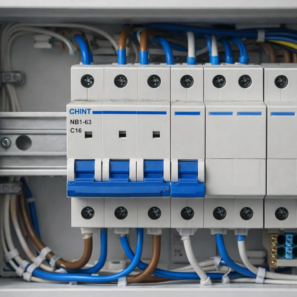 Chint nb1-63 interruttore magnetotermico 3p curva c 6ka guida din *** ampere 16 ampere, confezione 1