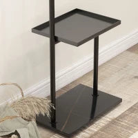 Appendiabiti da Terra a C con 3 Ganci, Barra e Vassoio Inferiore, Base in Pietra e Piedini Antiscivolo, Nero