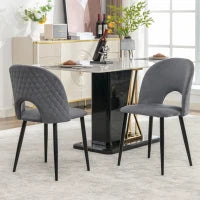 Set di 2 Sedie Moderne in Velluto con Diamantato Schienale e Struttura in Metallo, Gambe Regolabili, 47x44x84 cm, Grigio