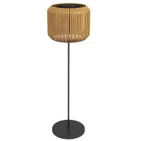 Lampada Solare da Giardino con Illuminazione LED, in Acciaio e Rattan PE, Ø34x130 cm, Giallo