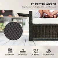 Divanetto da Giardino Componibile con Panca, Mobili da Giardino in Rattan Marrone, Set 2 Pezzi Salvaspazio