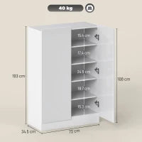 Scarpiera a 5 livelli per 20 paia di scarpe, ripiani regolabili, per ingresso, corridoio, legno, Bianco