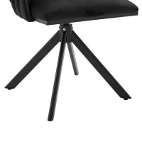 Set da 2 Sedie Girevoli a 180° con Supporto Lombare Ergonomico e Rivestimento Effetto Velluto, 56x50x70 cm, Nero