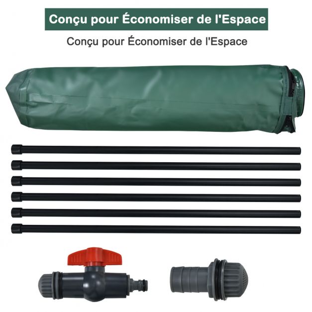 Raccolta acqua piovana pieghevole 225 litri con rubinetto riserva acqua piovana diametro 60 x 80 cm botte acqua piovana in PVC verde 20_0007389