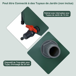 Raccolta acqua piovana pieghevole 225 litri con rubinetto riserva acqua piovana diametro 60 x 80 cm botte acqua piovana in PVC verde 20_0007389