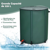 Raccolta acqua piovana pieghevole 225 litri con rubinetto riserva acqua piovana diametro 60 x 80 cm botte acqua piovana in PVC verde 20_0007389