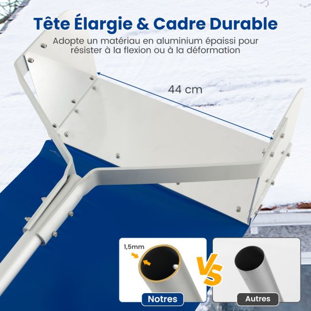 Rastrello da neve da tetto con 4 aste Lunghezza massima 624 cm Rimozione neve da tetto in alluminio per garage per veicoli domestici 20_0006806