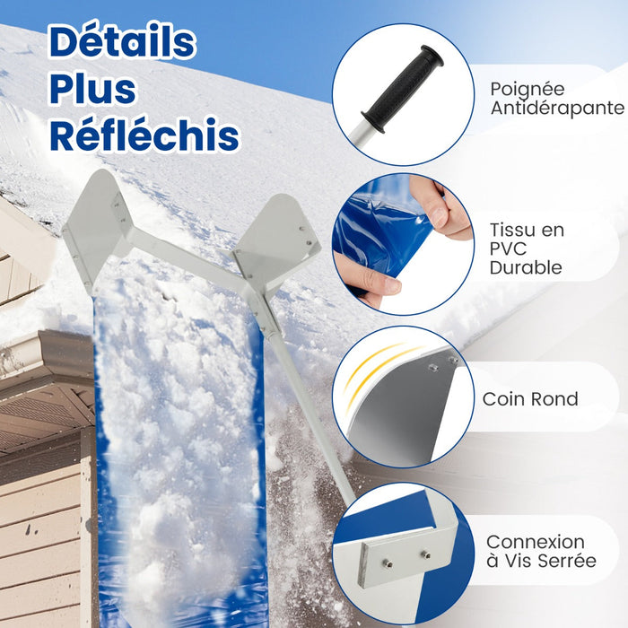 Rastrello da neve da tetto con 4 aste Lunghezza massima 624 cm Rimozione neve da tetto in alluminio per garage per veicoli domestici 20_0006806