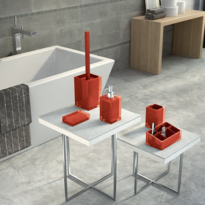 Set completo accessori 4 pezzi d'appoggio in resina RA99 Gedy serie RAINBOW Rosso