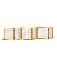 Cancelletto per Cani di Piccola/Media Taglia in Legno e Acciaio con 6 Pannelli Pieghevoli, 432x36x70cm