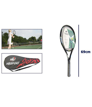 Racchetta Da Tennis 69 Cm Nera Resistente Allenamento Con Borsa Trasporto 06036         