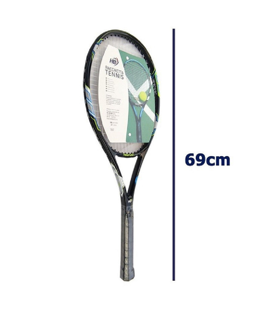 Racchetta Da Tennis 69 Cm Nera Resistente Allenamento Con Borsa Trasporto 06036         