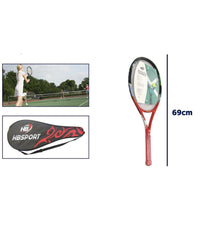 Racchetta Da Tennis 69 Cm Rossa Resistente Allenamento Con Borsa Trasporto 06037         
