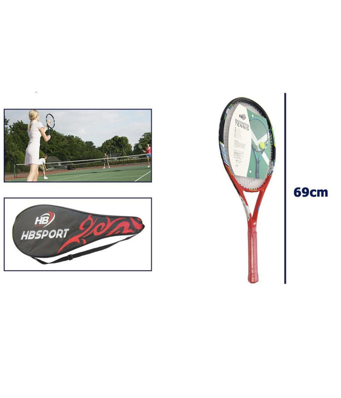 Racchetta Da Tennis 69 Cm Rossa Resistente Allenamento Con Borsa Trasporto 06037         