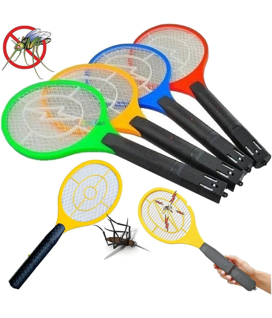 Racchetta Ricaricabile Fulmina Con Luce A Led Zanzare Insetti Mosche Elettrico         