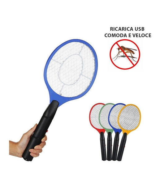 Racchetta Usb Ricarica Veloce Cavo Micro Usb 3 Reti Metalliche Fulmina Insetti         