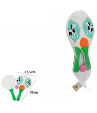 Racchette Mare Traforate Bambini Legno Beach Tennis Spiaggia Vari Colori Animali         