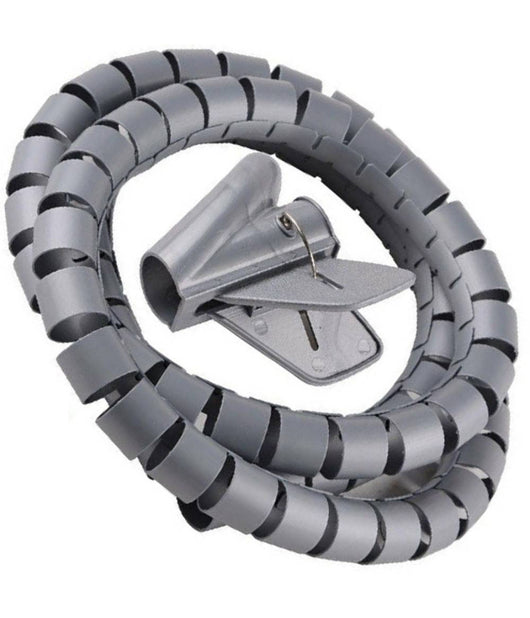 Raccogli Cavo Spiralato Organizer Copri Fili Cavi Elettrici 2 Cm X 1,5 Mt Grigio         