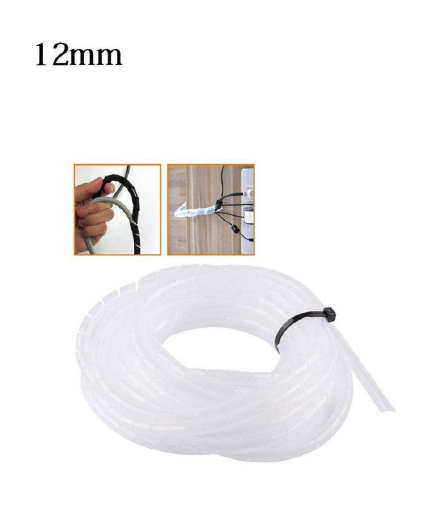 Raccogli Cavo Spiralato Organizer Fili E Cavi Elettrici 5 Metri Varie Misure     -12 Mm   -