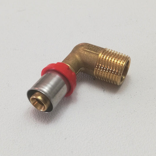 Raccordo 16 x 1/2 curvo gomito m mashio a pressare per tubo multistrato