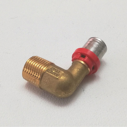 Raccordo 16 x 1/2 curvo gomito m mashio a pressare per tubo multistrato