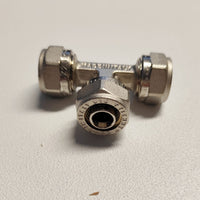 Raccordo 16x16x16 a t a lati uguali a stringere per tubo multistrato