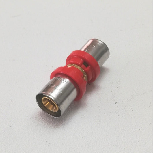 Raccordo 20 x 20 diritto doppio a pressare per tubo multistrato