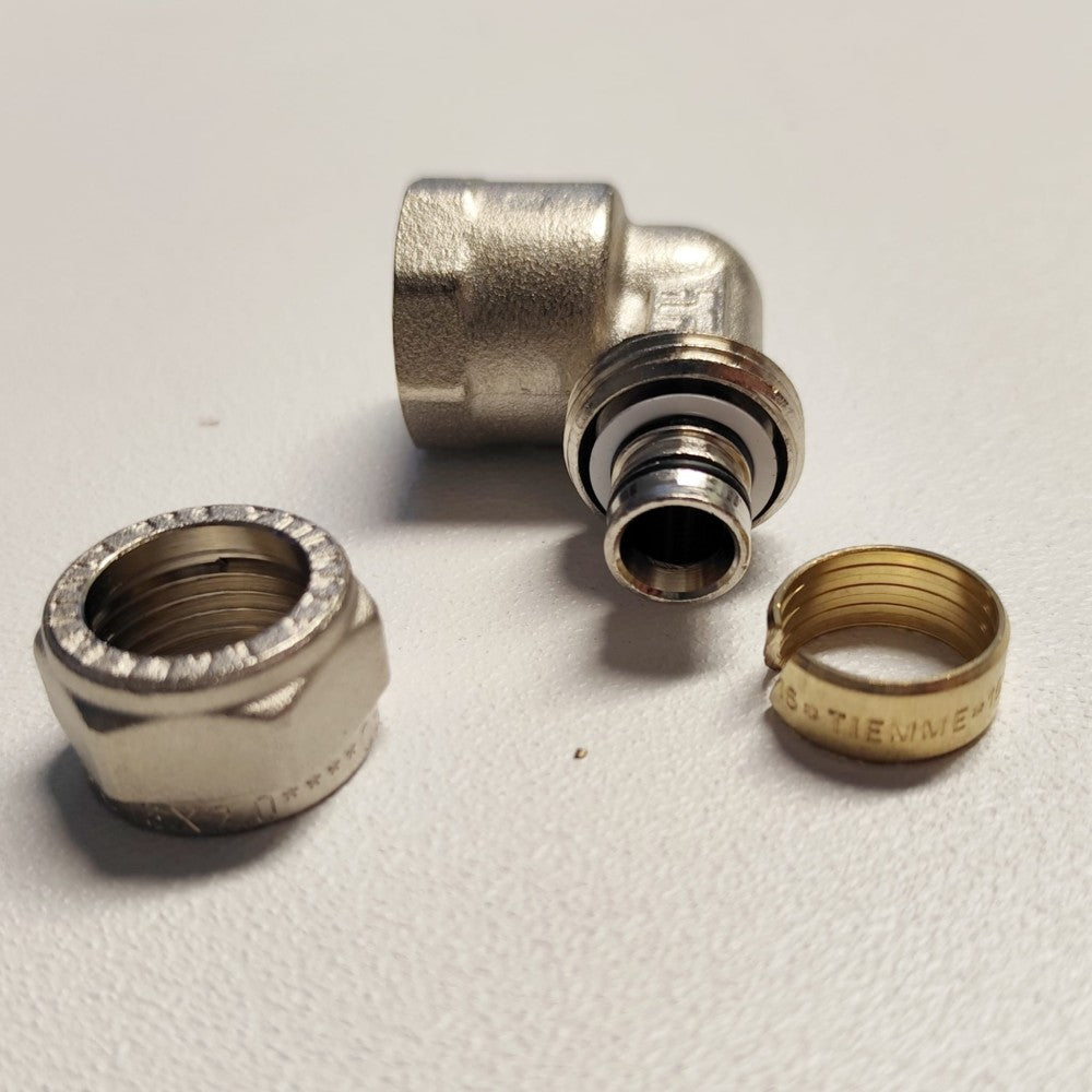 Raccordo 20x1/2'' curvo gomito f femmina a stringere per tubo multistrato