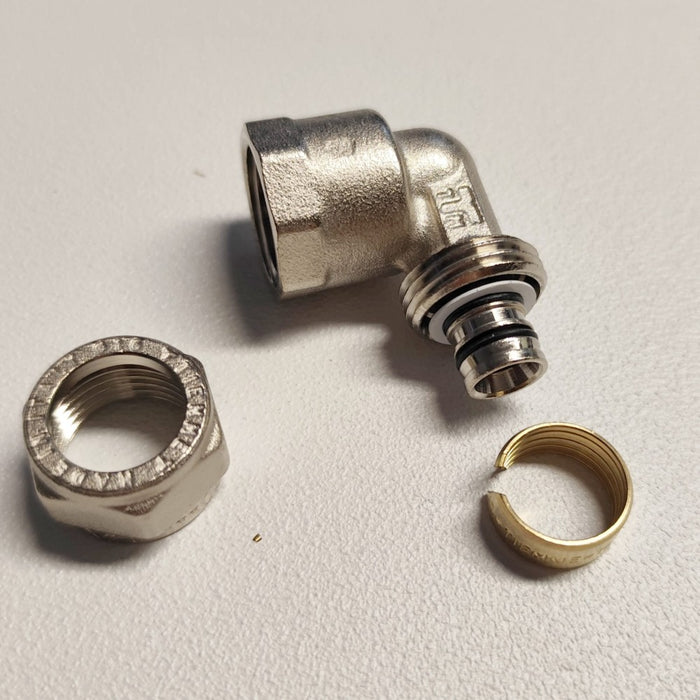 Raccordo 20x1/2'' curvo gomito f femmina a stringere per tubo multistrato