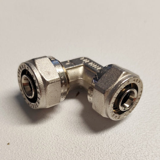 Raccordo 20x20mm curvo gomito doppio a stringere per tubo multistrato