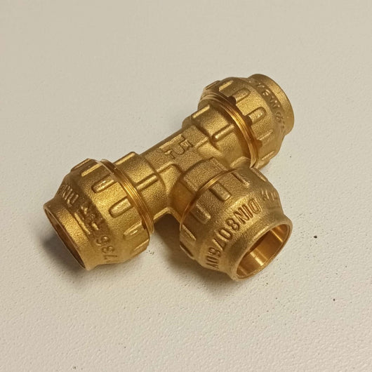 Raccordo 20x20x20 tee t di giunzione in ottone con tenuta o-ring ed ogiva in ottone