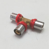 Raccordo 26 x 26 x 26 a t a pressare per tubo multistrato