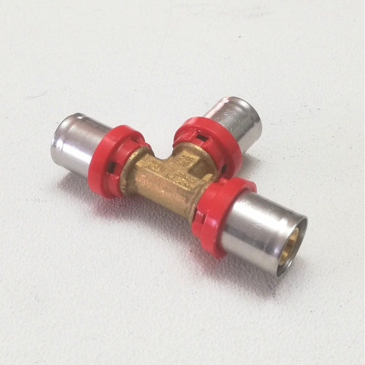 Raccordo 26 x 26 x 26 a t a pressare per tubo multistrato