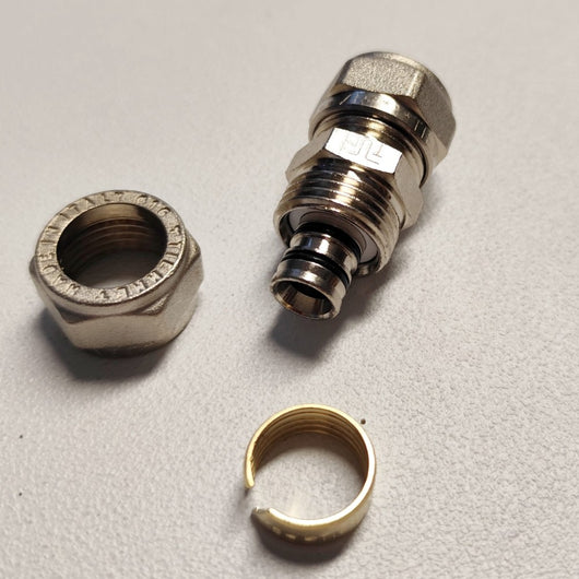 Raccordo 26x26mm diritto doppio manicotto a stringere per tubo multistrato