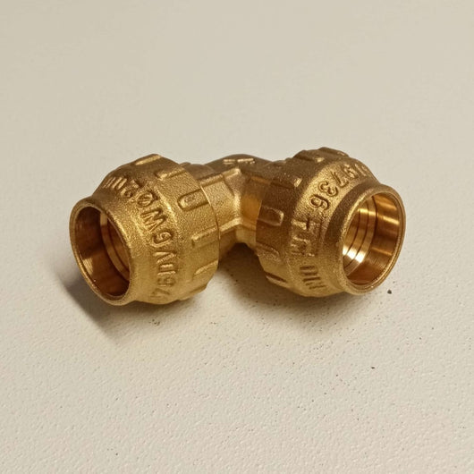 Raccordo 32x32 gomito di giunzione in ottone con tenuta o-ring ed ogiva in ottone