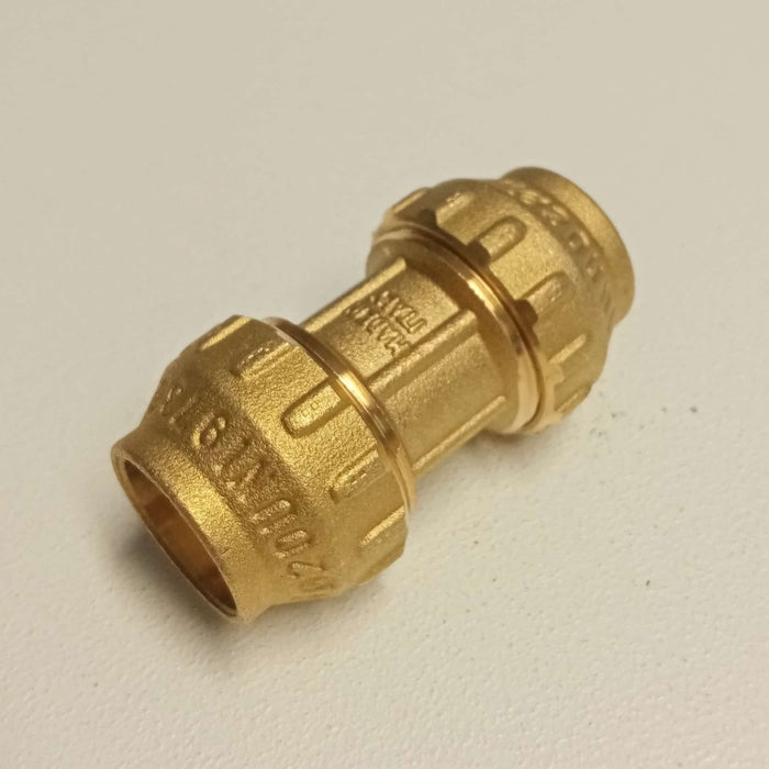 Raccordo 32x32 manicotto di giunzione in ottone con tenuta o-ring ed ogiva in ottone