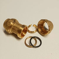 Raccordo 32x32 manicotto di giunzione in ottone con tenuta o-ring ed ogiva in ottone