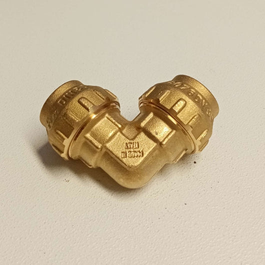 Raccordo 40x40 gomito di giunzione in ottone con tenuta o-ring ed ogiva in ottone